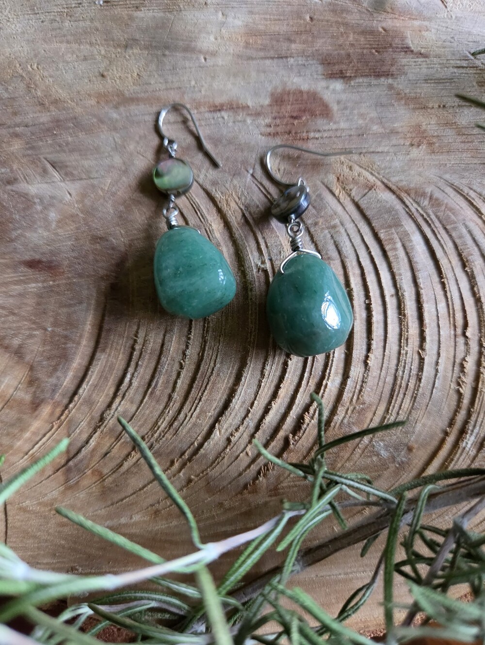 Handcrafted Jade & Abalone Earrings